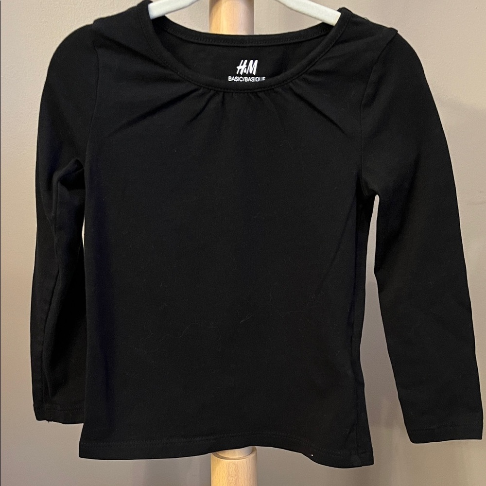 ⭐️⭐️ PICK 5 / $20 H&M Toddler Girl Cotton Black Long Sleeve Tee 18-24M